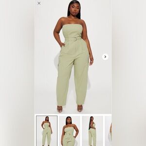 New Fashion Nova Sage Strapless Jumpsuit